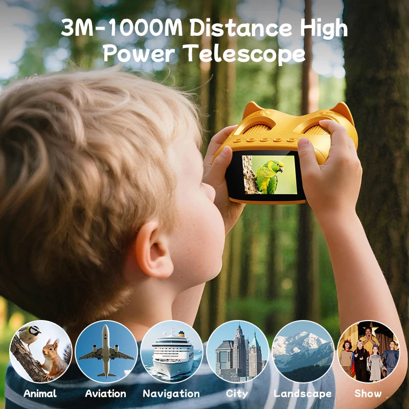 2-in-1 Kids Microscope Telescope 2.0" 1000X HD Portable Education Telescope for Kids Birthday Festival Gift Science Fun Toys