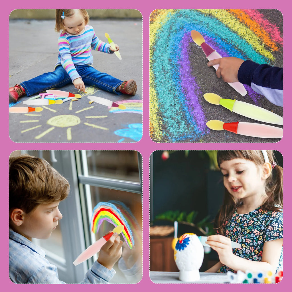 6Pcs Sidewalk Chalk Paint Brush Creative Outdoor Fun Art Tools Painting Supplies Versatile Paint Brush Chalk Set for Street Art