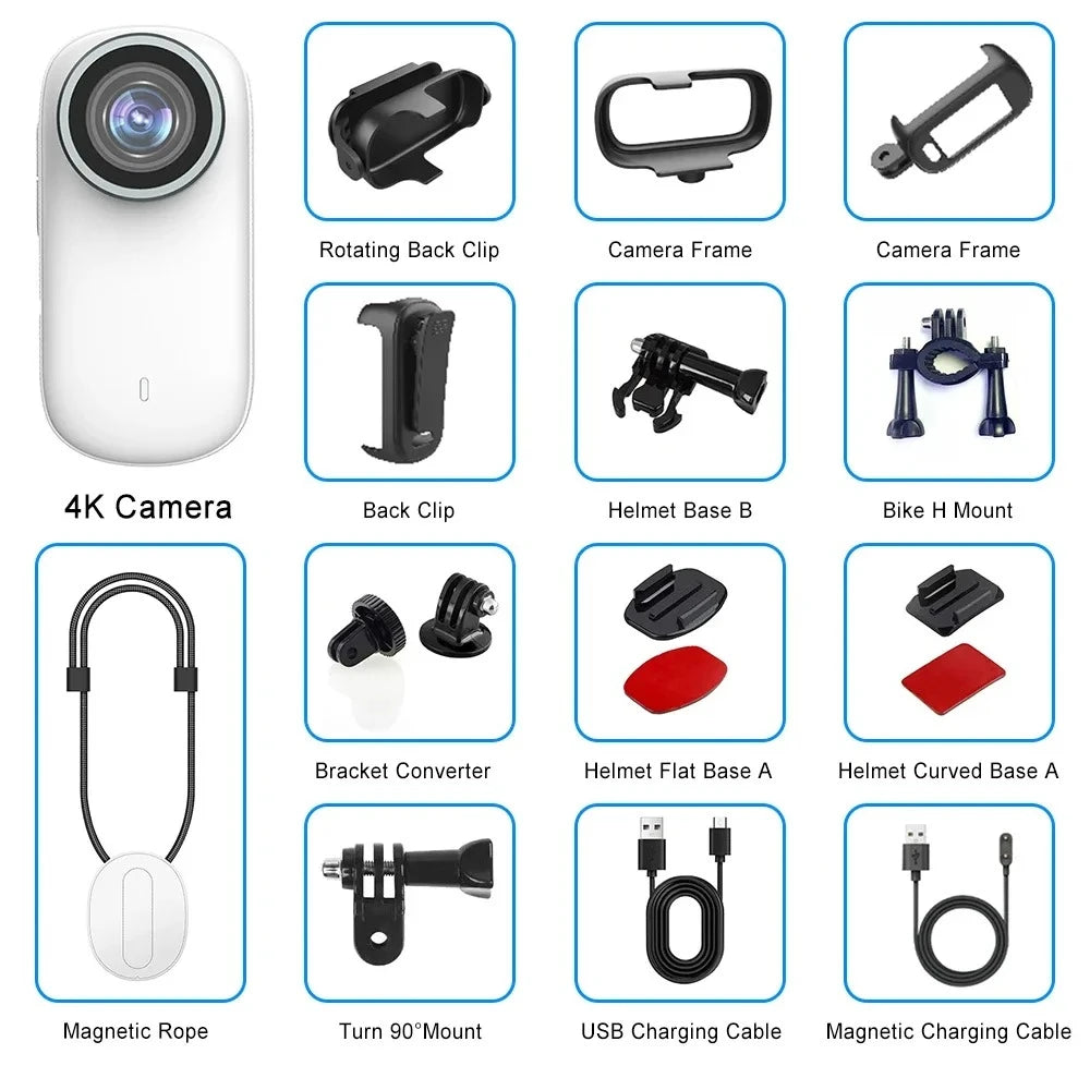4K Action Camera IP65 Waterproof Mini Body Cam with Long Battery Life Action Cam for Motorcycle Cycling for Vlogging Travel Work
