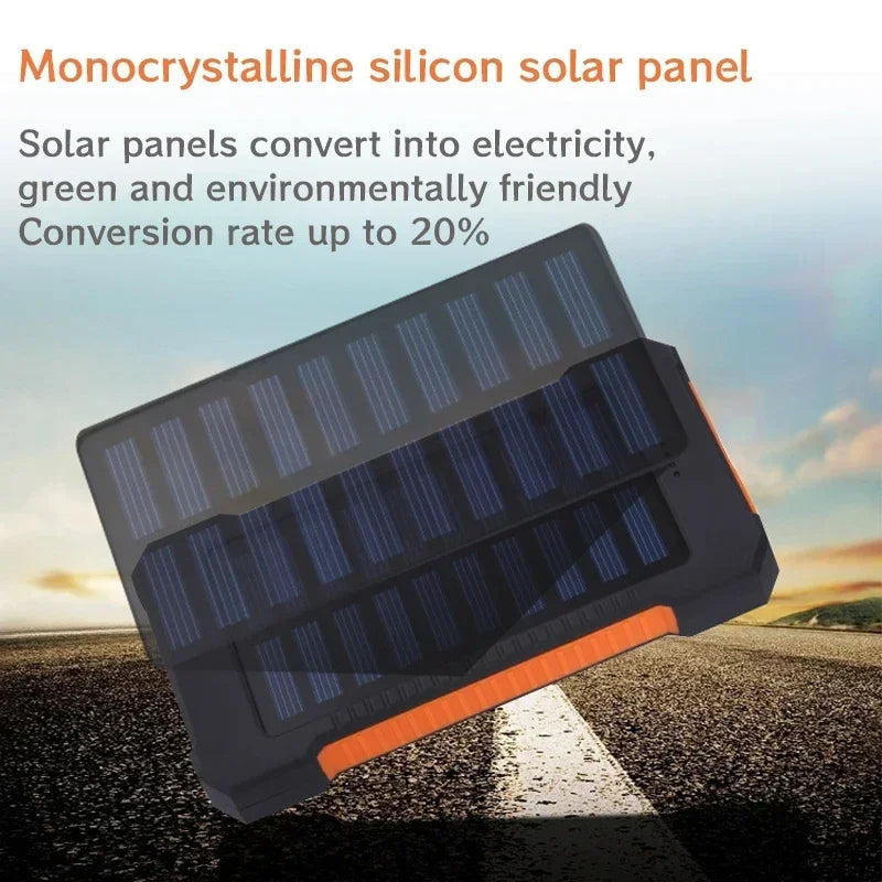 200000mAh Solar Power Bank Outdoor Wild Camping Large Capacity Backup Power Portable With Compass Supply Rapid Charging 2024