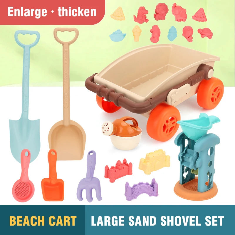 Kids Trolley Sand Play Beach Toy Sandbox Shovel Animal Molds Beach Accessories Toys Outdoor Seaside Play Sand Water Party Game