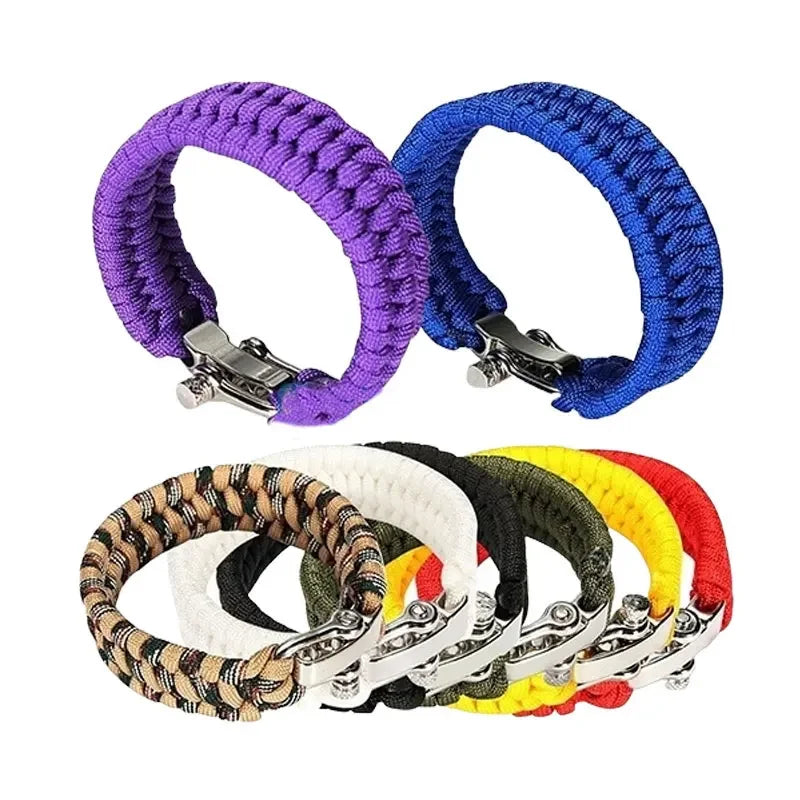 Braided Paracord Bracelets for Men Women Outdoor Camping Parachute Rope Clasp Survival Bracelet Multi-Function Adjustable