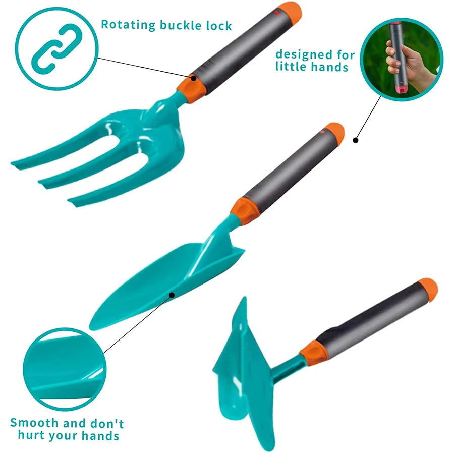 Kids Gardening Tool Playset Little Gardener Outdoor Toy with Wheelbarrow, Watering Can and Shovel for Pretend Play and Beach Fun