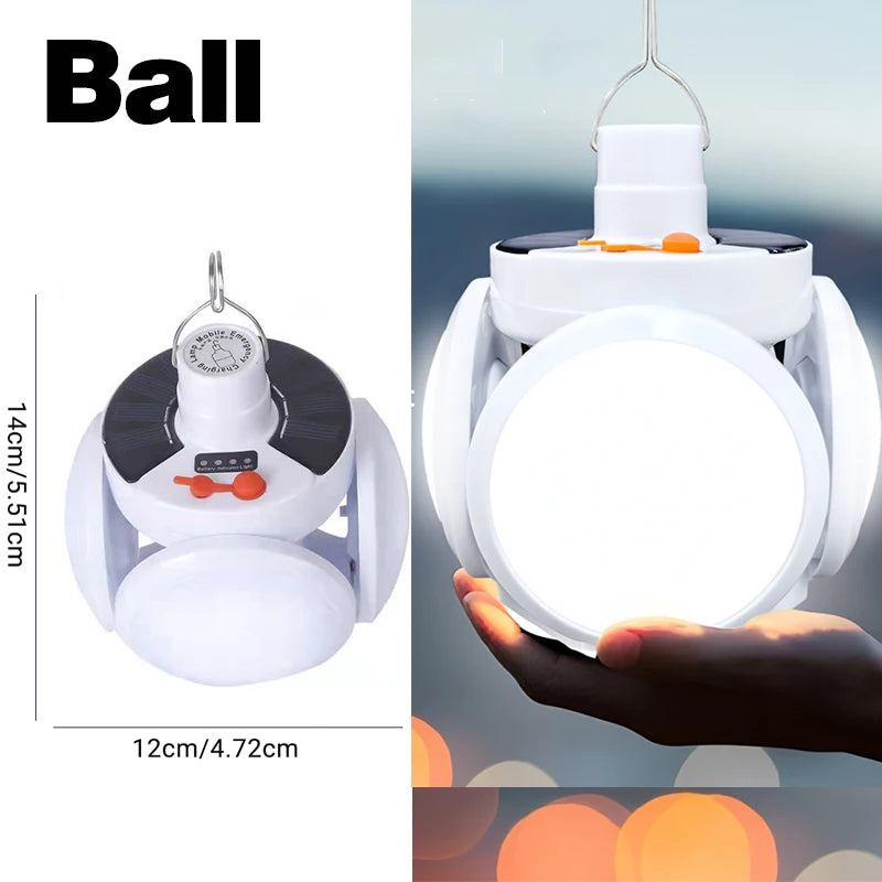 Rechargeable LED Camping Lantern 2-in-1 Foldable Floodlight, Portable Tent Light w/ 3 Modes for Outdoor Emergency Hiking Fishing