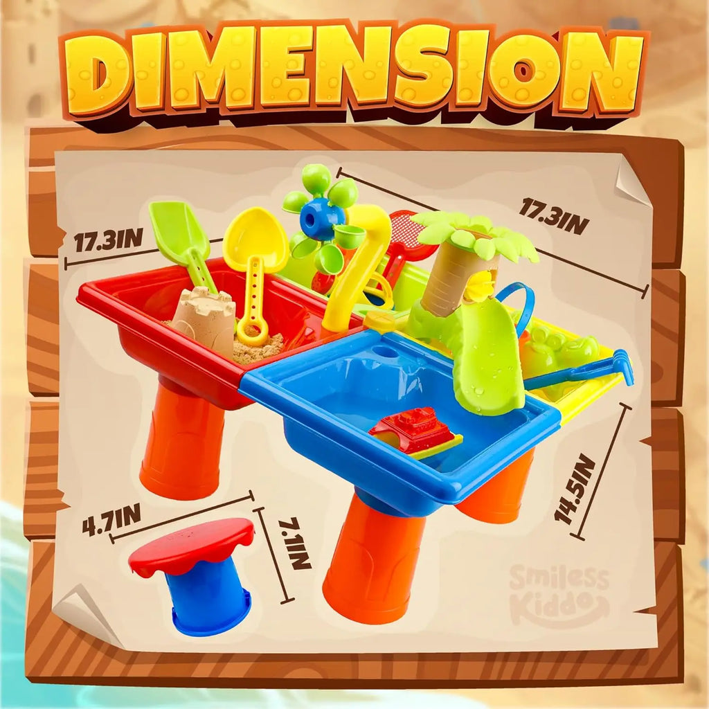 25 Pcs Summer Water Table for Toddlers 4 In 1 Kids Water and Sand Outdoor Activity Sensory Toy  Beach Pool Backyard Toy