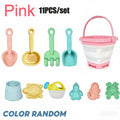 Beach Toy Set for Kids, Collapsible Silicone Bucket and Shovels Set with Sand Molds, Beach Essentials for Outdoor Play Summer