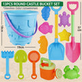 Kids Beach Toy Set, Large Sand Shovel Castle Bucket, Digging Sand Molds & Hourglass, Baby Sandbox & Water Play Tools