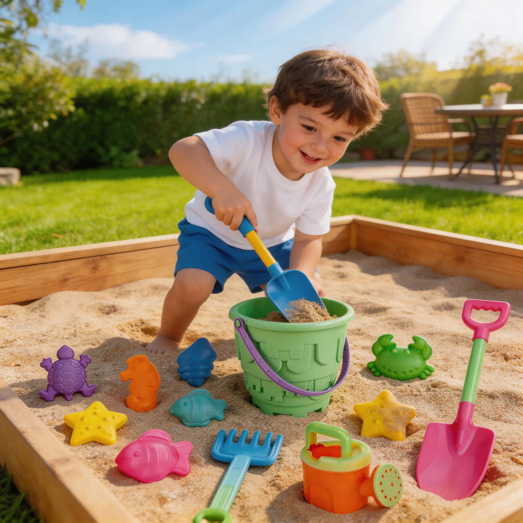 Kids Beach Toy Set, Large Sand Shovel Castle Bucket, Digging Sand Molds & Hourglass, Baby Sandbox & Water Play Tools