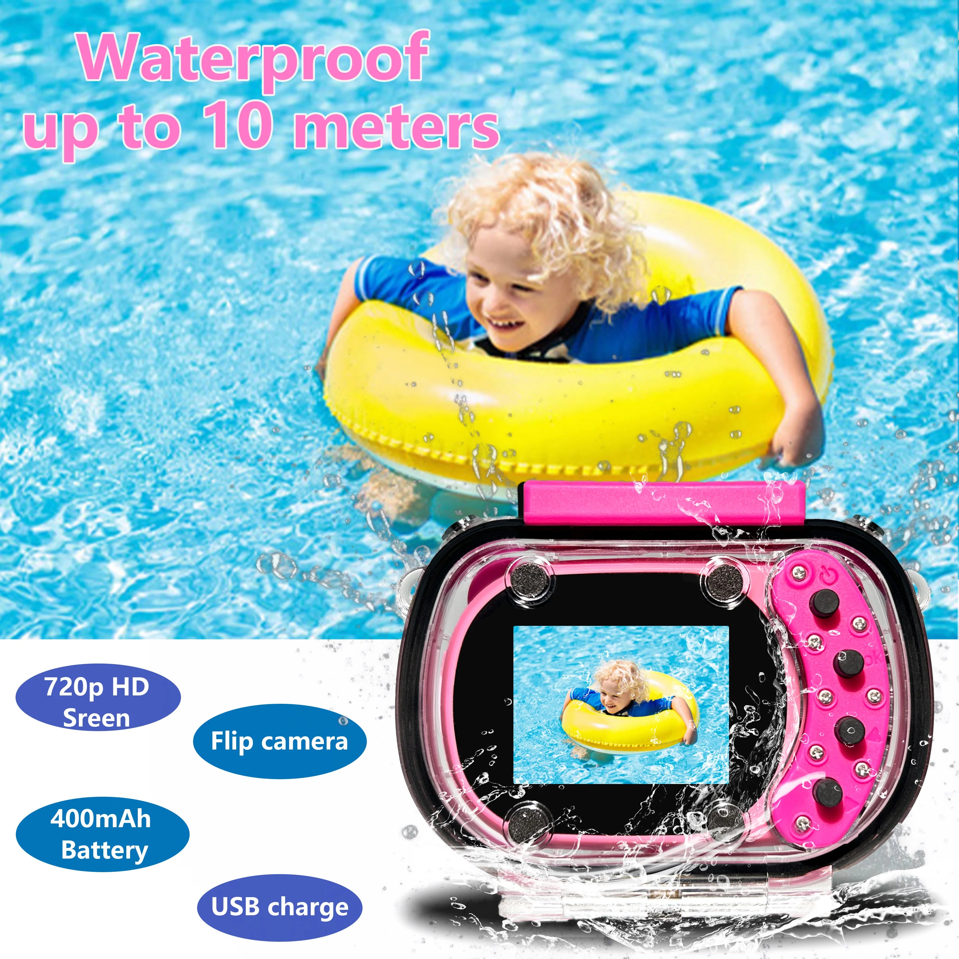 kids waterproof camera, action camera,USB charging,for outdoor sports,skiing,rock climbing, cycling, swimming,sports accessories