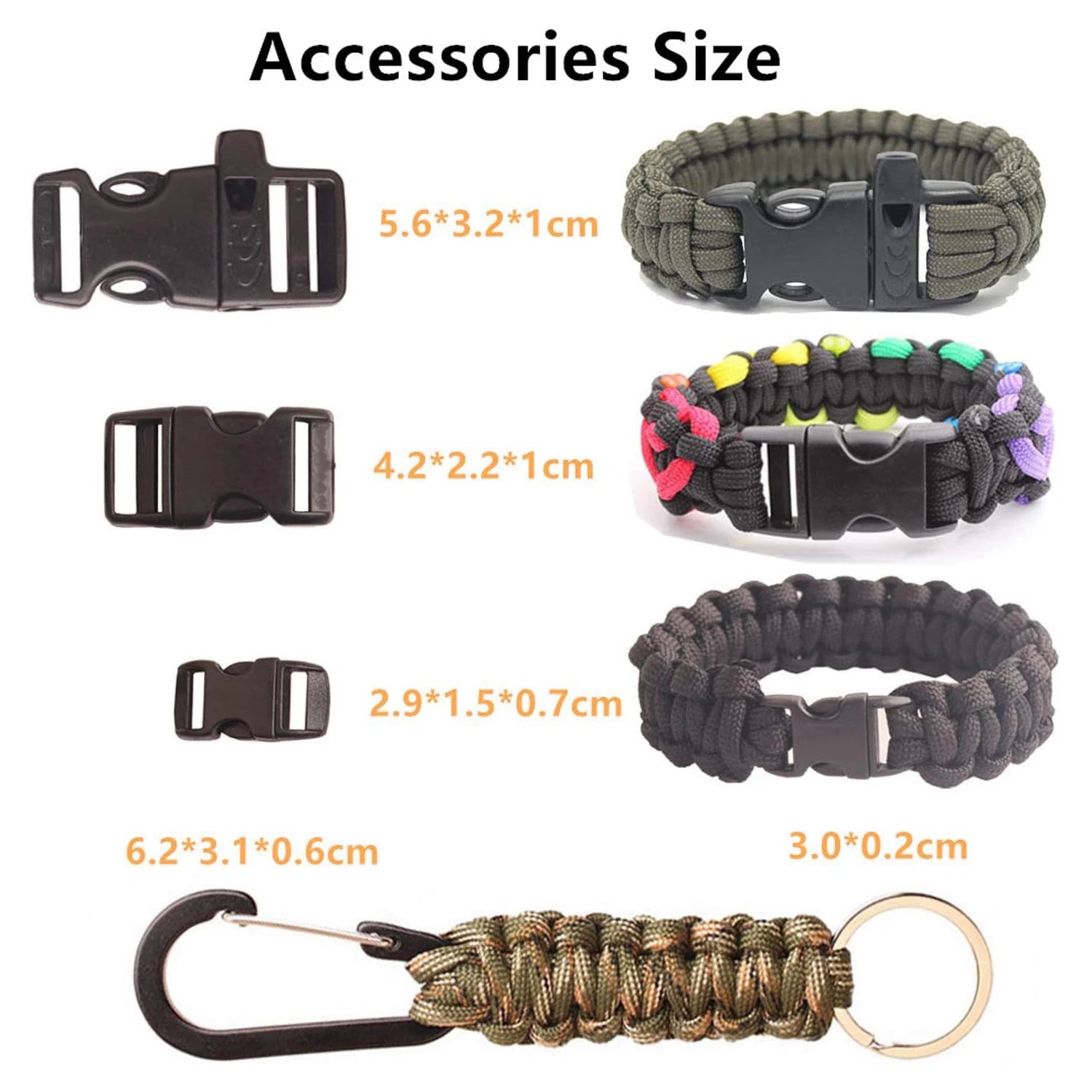 650 Paracord Combo Survival Bracelet Keychain Crafting Kits with 5 Types Buckles 5m Each Parachute Rope Outdoor DIY Making