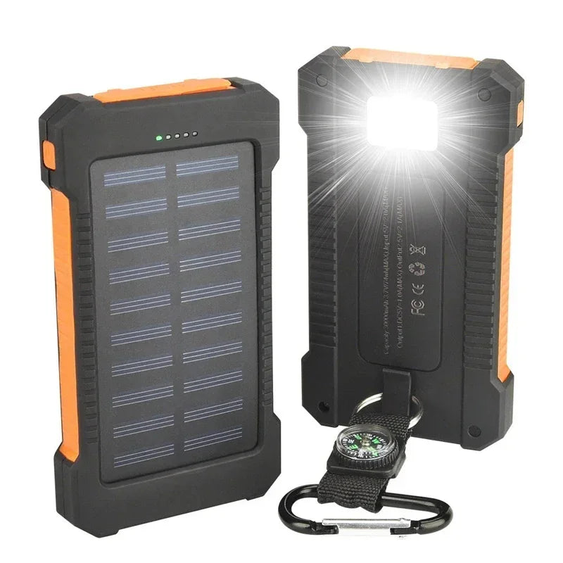 200000mAh Solar Power Bank Outdoor Wild Camping Large Capacity Backup Power Portable With Compass Supply Rapid Charging 2024