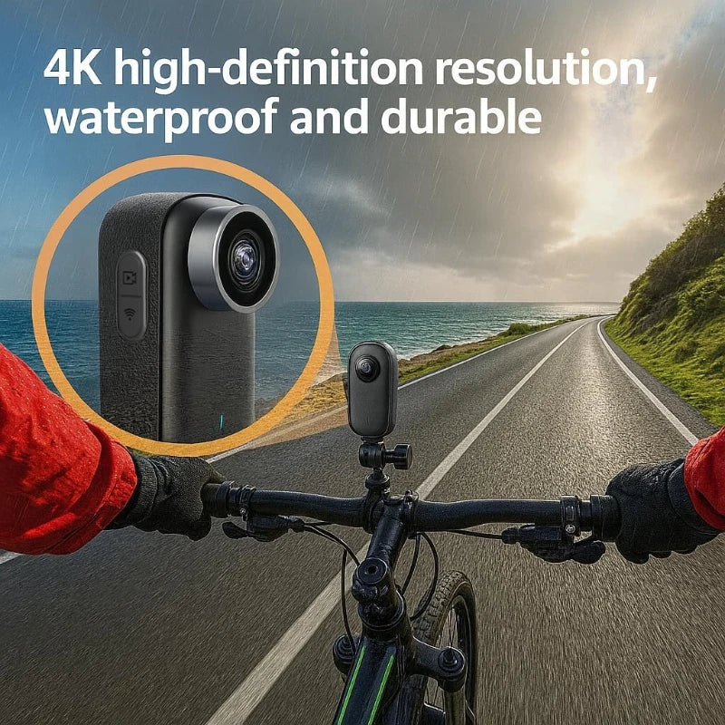 4K Action Camera IP65 Waterproof Mini Body Cam with Long Battery Life Action Cam for Motorcycle Cycling for Vlogging Travel Work