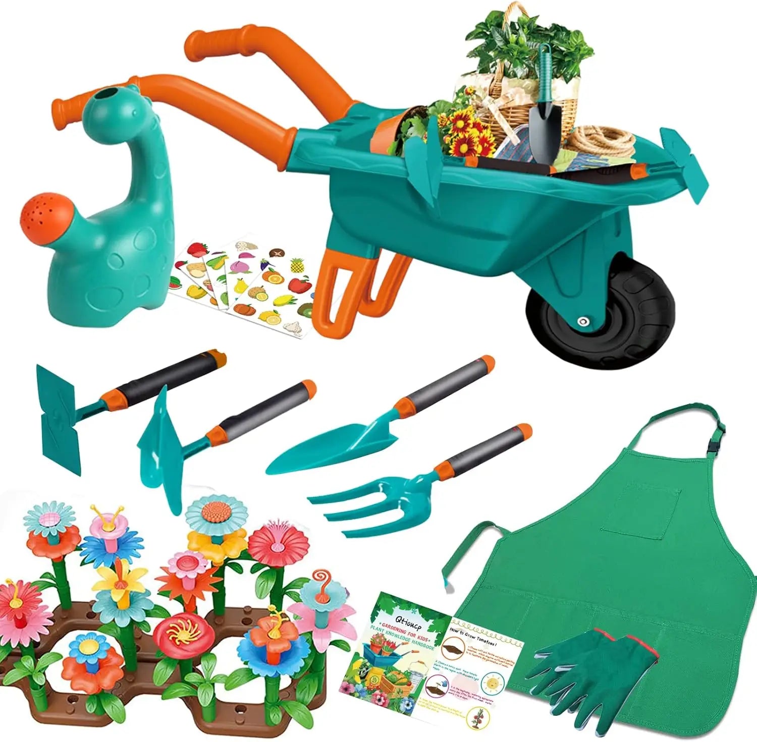 Kids Gardening Tool Set Toys Backyard Outdoor Garden Beach Cart Apron Glove Plant Flowers Tool Playing House Set Boys Girl Gifts