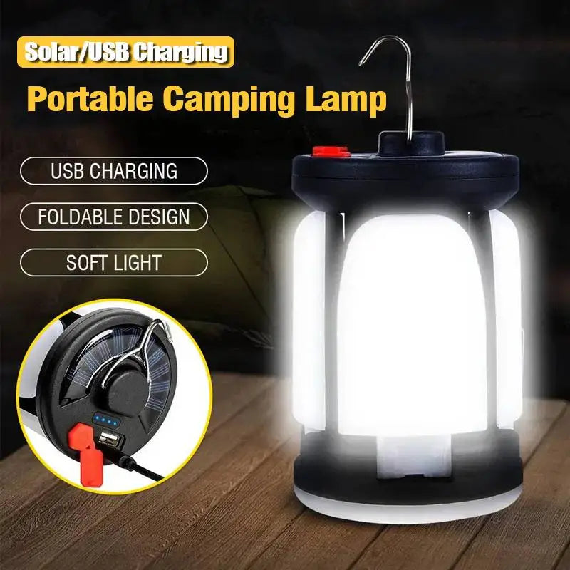 Rechargeable LED Camping Lantern 2-in-1 Foldable Floodlight, Portable Tent Light w/ 3 Modes for Outdoor Emergency Hiking Fishing