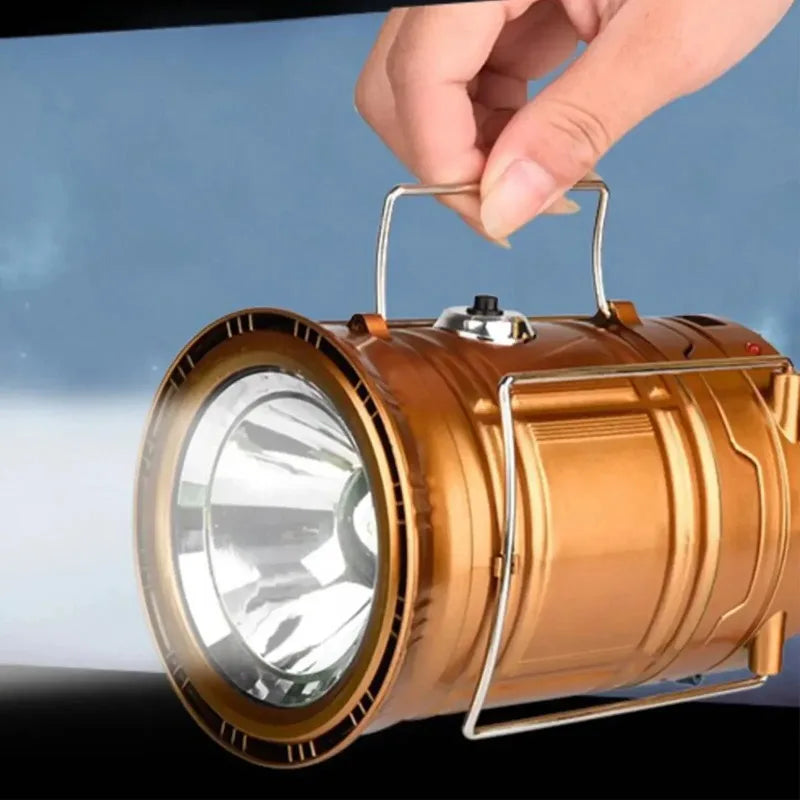 Solar LED Camping Lantern Powered Outdoor Camp Tent Lamp USB Rechargeable Collapsible Telescopic Emergency Light Hang Lamp