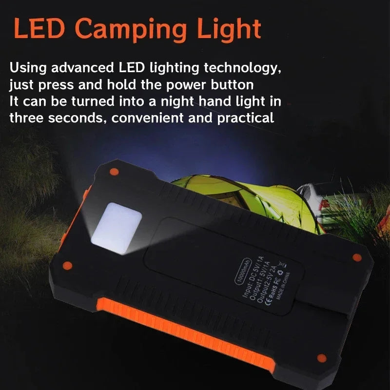200000mAh Solar Power Bank Outdoor Wild Camping Large Capacity Backup Power Portable With Compass Supply Rapid Charging 2024