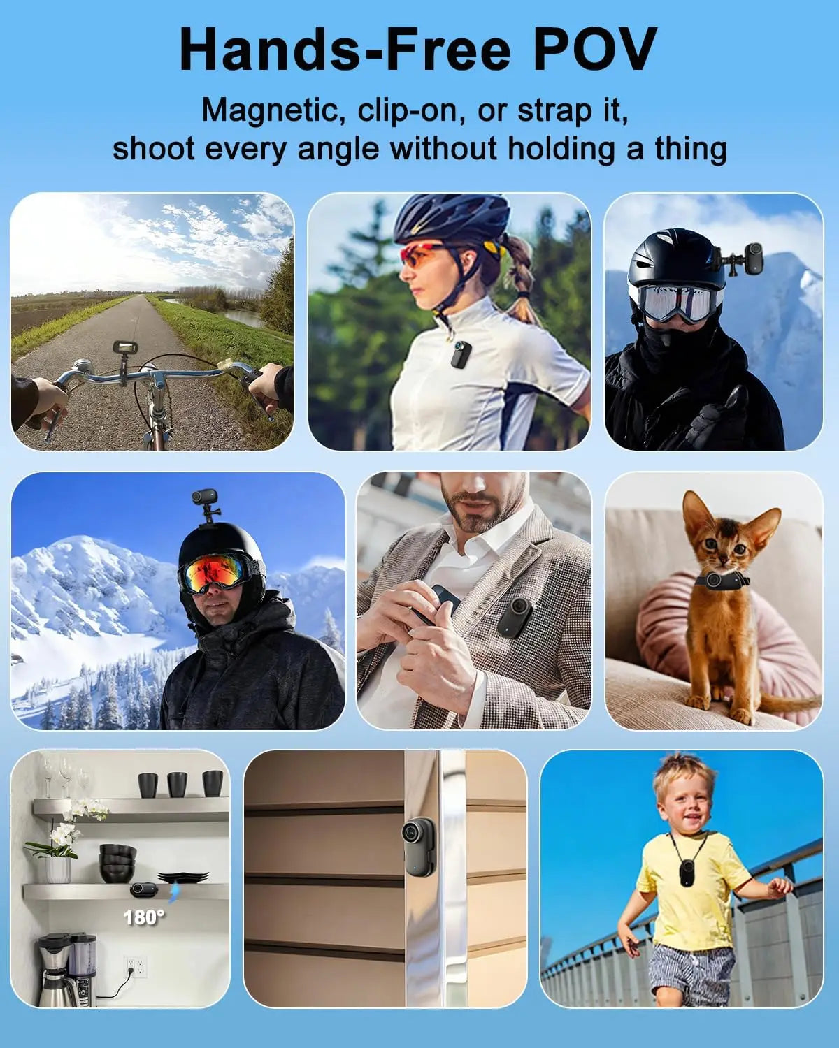 4K Action Camera IP65 Waterproof Mini Body Cam with Long Battery Life Action Cam for Motorcycle Cycling for Vlogging Travel Work