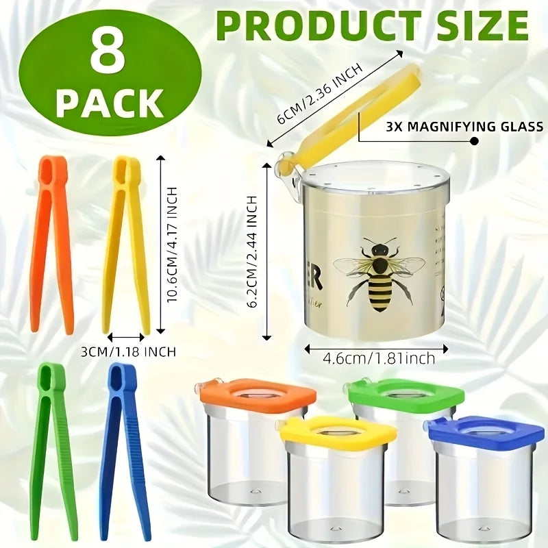 8Pcs Insect Kit: Tweezers, Magnifier, Catcher & Box - Science Nature Set, Party/Birthday Gift