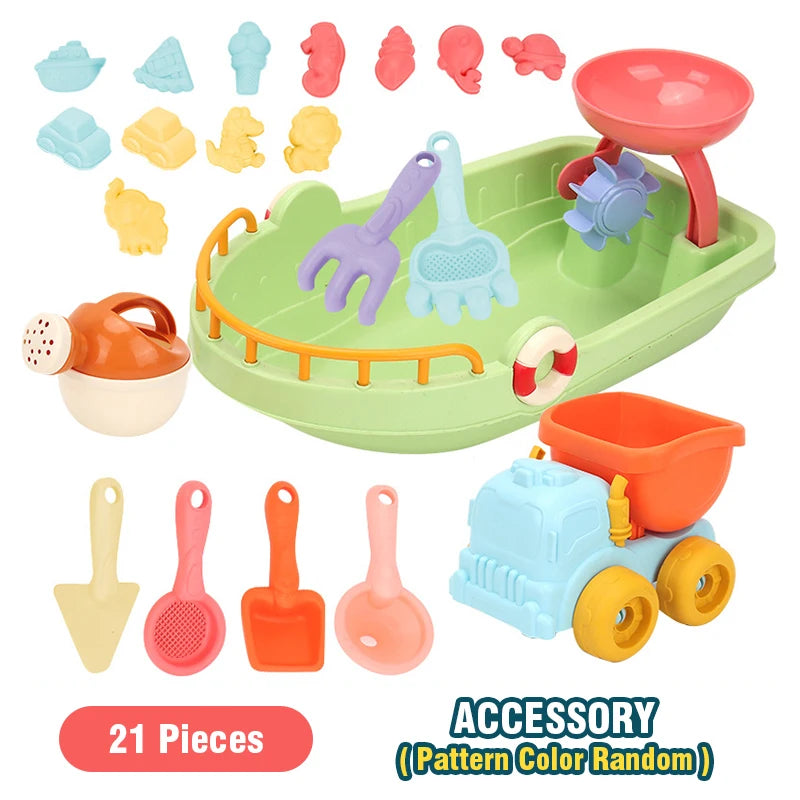 Kids Trolley Sand Play Beach Toy Sandbox Shovel Animal Molds Beach Accessories Toys Outdoor Seaside Play Sand Water Party Game