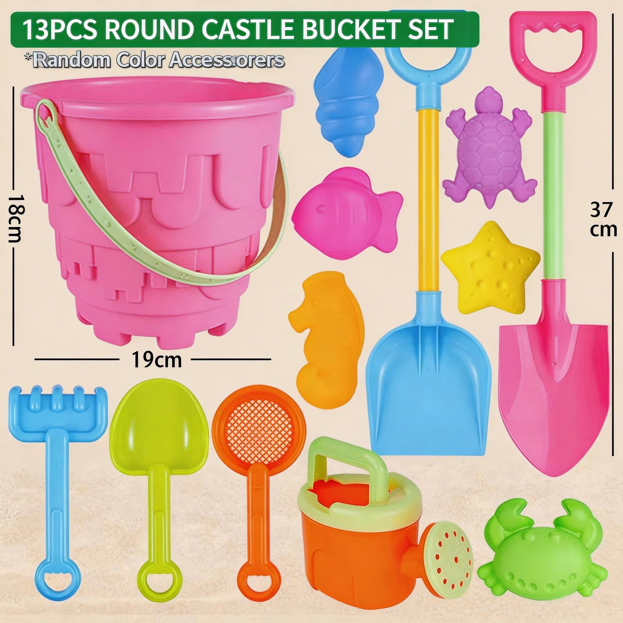 Kids Beach Toy Set, Large Sand Shovel Castle Bucket, Digging Sand Molds & Hourglass, Baby Sandbox & Water Play Tools