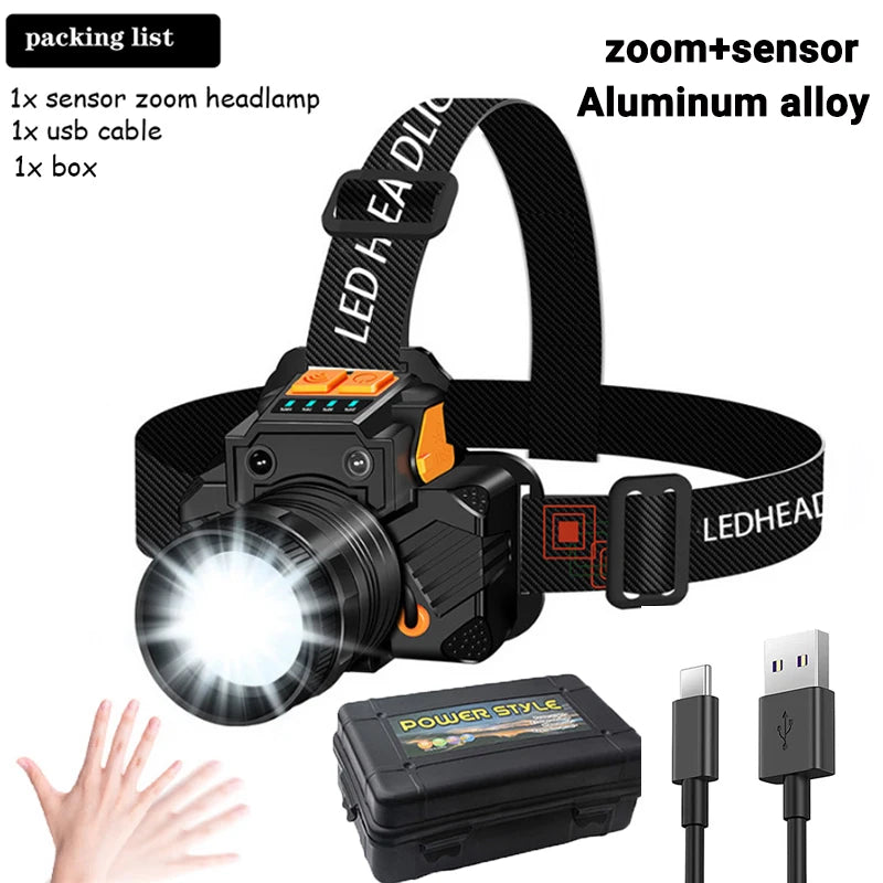 Rechargeable LED Headlamp with 3 Lighting Modes, Adjustable Focus 90° Tilt,for Camping,Hunting,Fishing, Hiking Outdoor Adventure