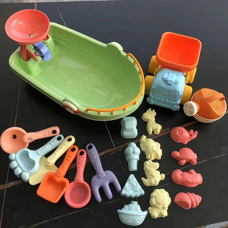 Kids Trolley Sand Play Beach Toy Sandbox Shovel Animal Molds Beach Accessories Toys Outdoor Seaside Play Sand Water Party Game