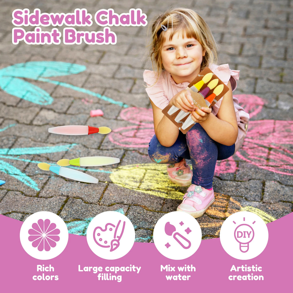 6Pcs Sidewalk Chalk Paint Brush Creative Outdoor Fun Art Tools Painting Supplies Versatile Paint Brush Chalk Set for Street Art
