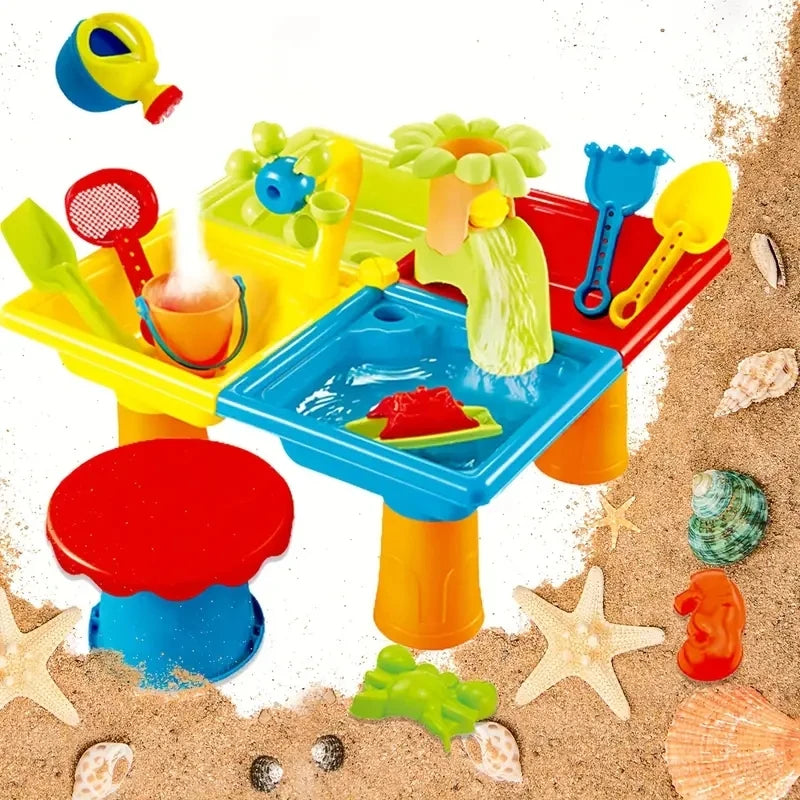25 Pcs Summer Water Table for Toddlers 4 In 1 Kids Water and Sand Outdoor Activity Sensory Toy  Beach Pool Backyard Toy