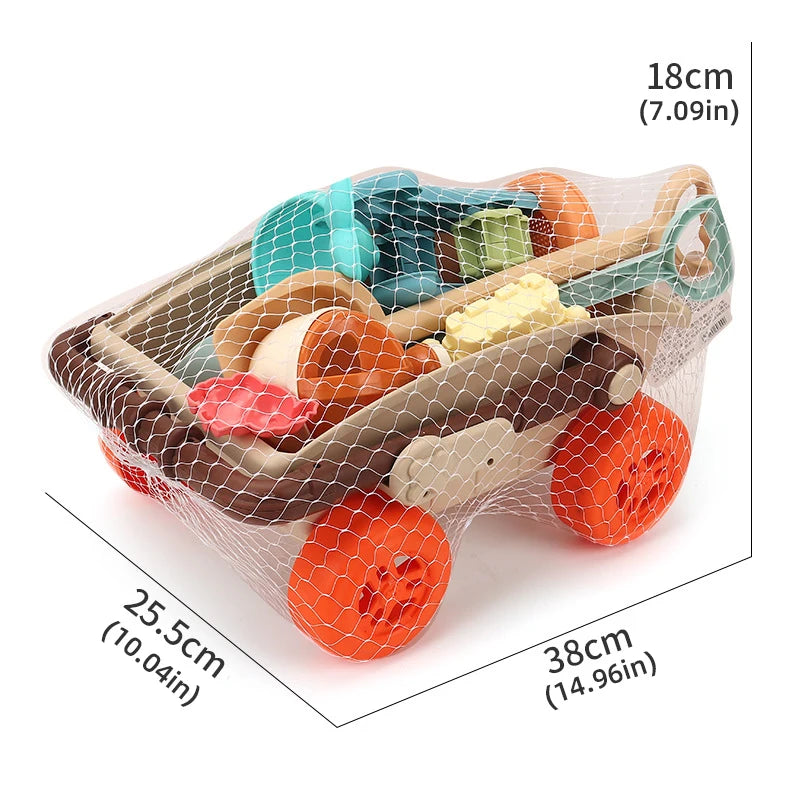 Kids Trolley Sand Play Beach Toy Sandbox Shovel Animal Molds Beach Accessories Toys Outdoor Seaside Play Sand Water Party Game