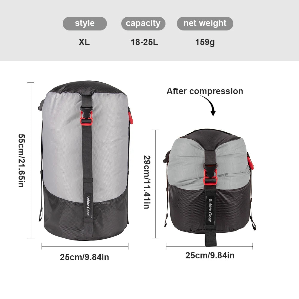 1-25L Camping Sleeping Bag Compression Pack Storage Bag Portable Ultra-light Storage Bag Outdoor Camping Waterproof Storage Bag