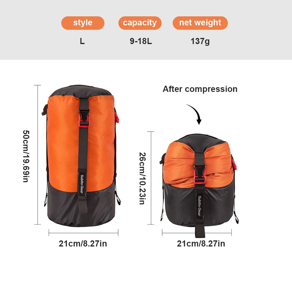 1-25L Camping Sleeping Bag Compression Pack Storage Bag Portable Ultra-light Storage Bag Outdoor Camping Waterproof Storage Bag